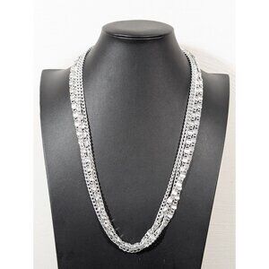 Vintage Silver Tone Byzantine Multi Chain Necklace Classic MCM 24"